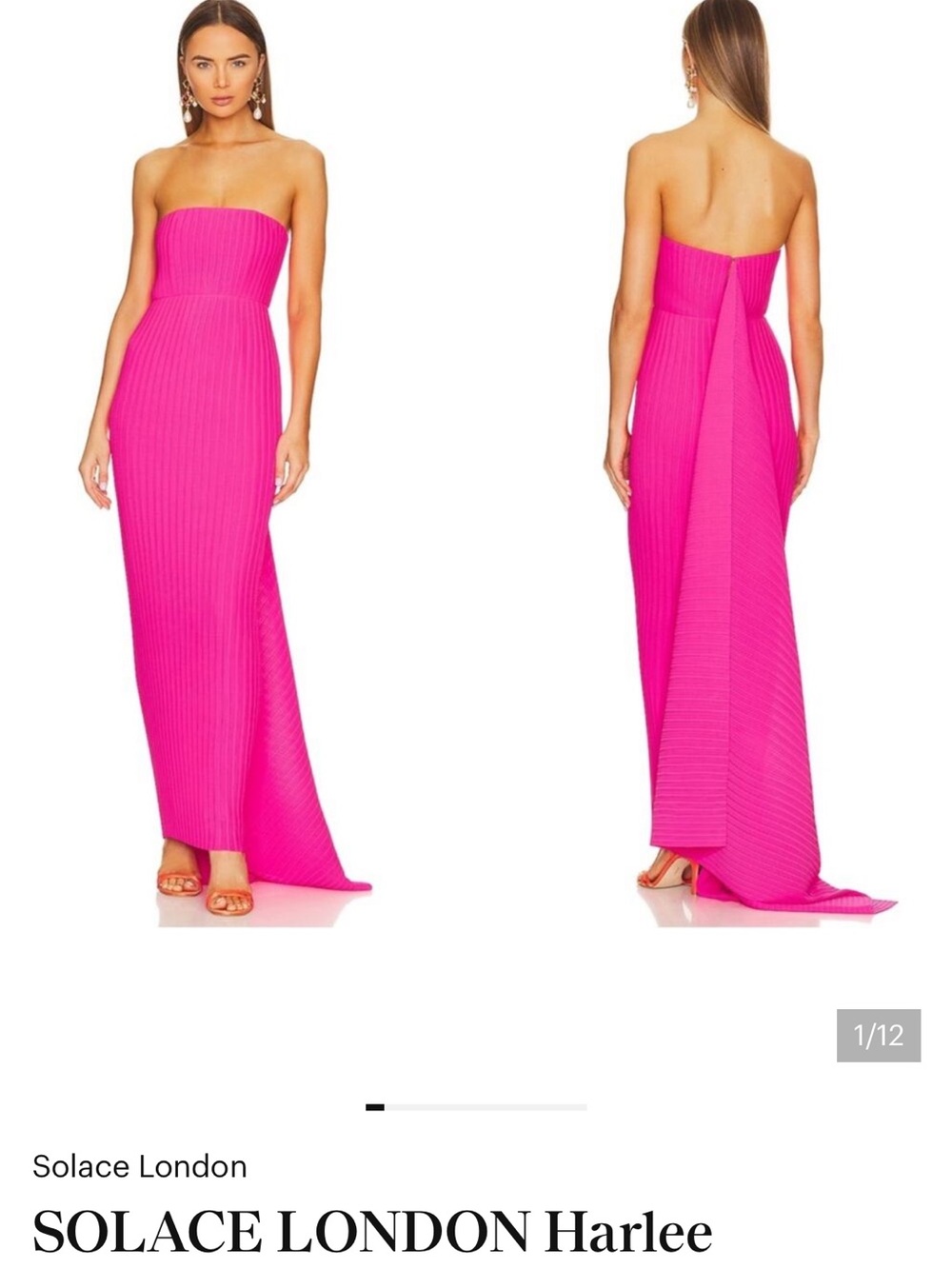 Solace London Strapless Hot Pink Ribbed Maxi Dress